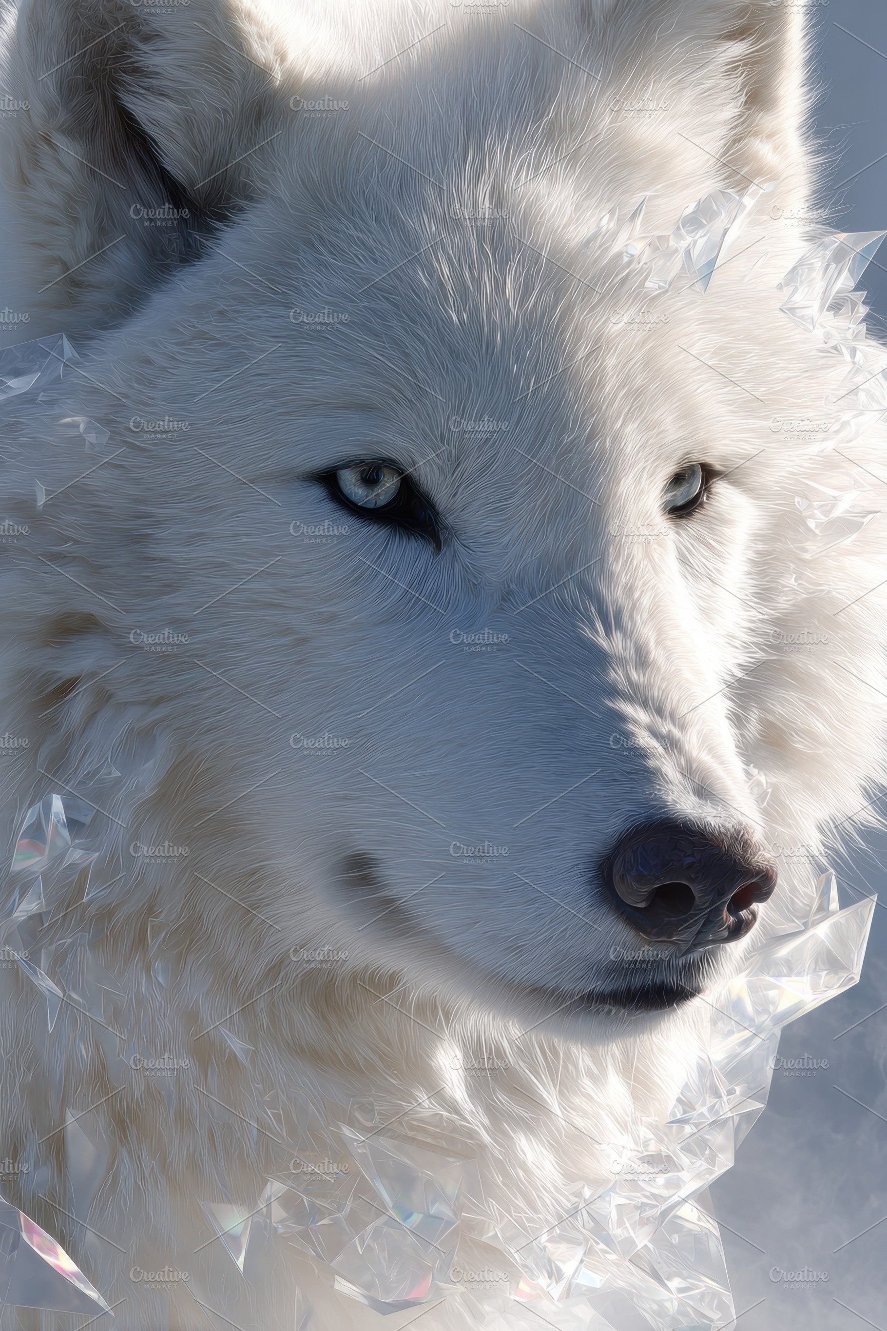 Stylized ice wolf sculpture, an Animal Photo by AlyaAnd