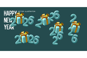 Set of 2026 New Year numbers with, an Object Illustration by Liudmyla Matviiets