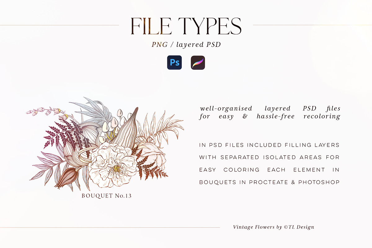 Vintage Flowers Collection, an Illustration by TL Design (Photo 7 of 8)