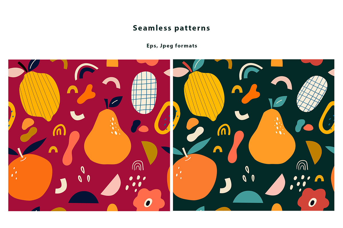Fresh seamless patterns + posters, a Decorative Illustration by MoleskoStudio (Photo 18 of 21)