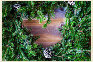 Christmas fir wreath featuring background, wreath, and rustic