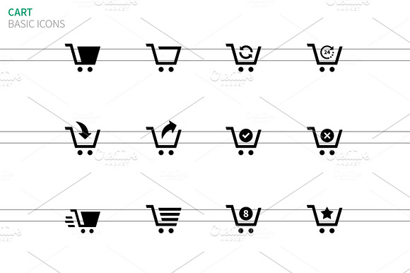 Shopping Cart Icons On White