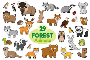 29x Forest Animals in cartoon style, an Animal Illustration by asantosg