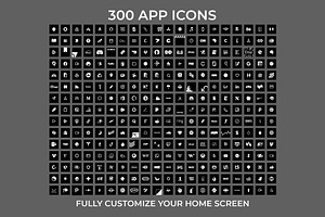 300 Black Minimal IOS 14 Icon Pack