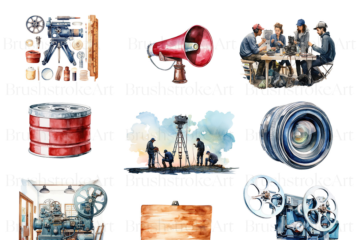 Watercolor Movie, Theatre, Popcorn, a Decorative Illustration by BrushstrokeArtGB (Photo 3 of 9)