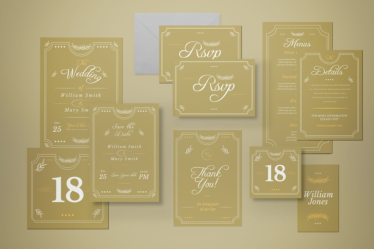 Vintage Wedding Invitation, an Invitation Template by graphicook (Photo 2 of 3)