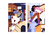 Giant people in the city, cards set, a Person Illustration by PaperTrident (Thumbnail 4 of 4)