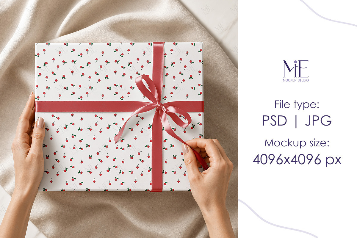 Wrapping Paper Gift Wrap Box Mockup, a Packaging Mockup by Mie Mockup Studio (Photo 2 of 7)