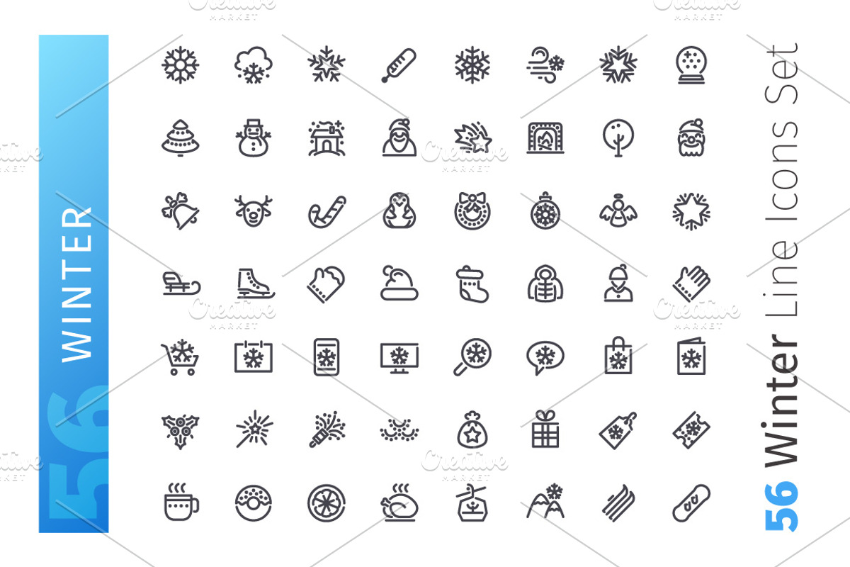 Winter Line Icons Set, an Icon by Voysla's Shop (Photo 2 of 4)