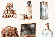 Vintage Schoolhouse Clipart Bundle, an Object Illustration by BusyDaydesign (Thumbnail 4 of 9)