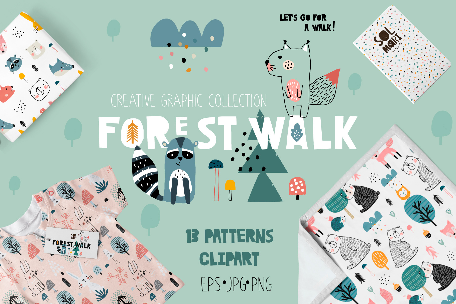 FOREST WALK creative graphic set, a Pattern Graphic by solmariart