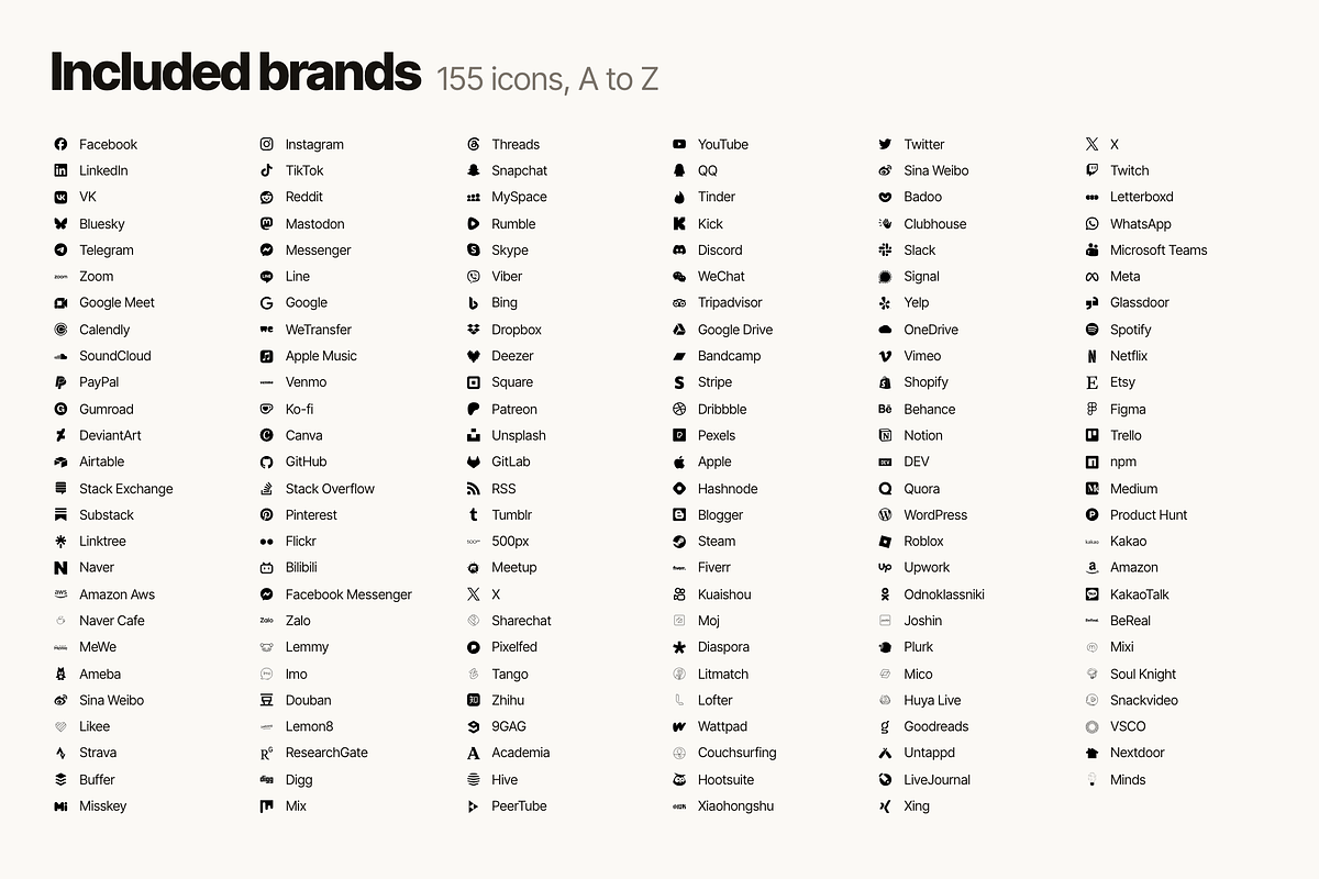 155 Social Media Icons SVG Bundle, a Solid Icon by Design Bits (Photo 4 of 6)