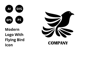Modern Logo With Flying Bird Icon, a Branding & Logo Template by Diya Studio