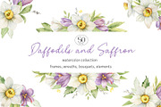 Watercolor Daffodils and Saffron, a Decorative Illustration by Elena Medvedeva (Thumbnail 1 of 8)