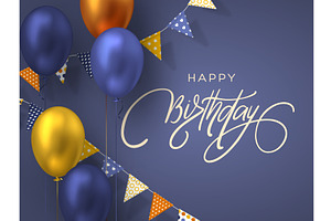 Happy Birthday vector card, an Object Illustration by Liudmyla Matviiets