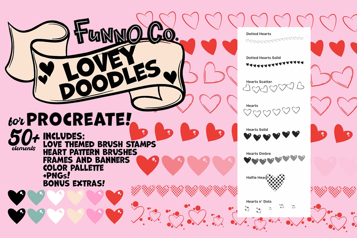 Love Doodles Procreate Brush Pack, a Brush Add-On by Funno Co. (Photo 6 of 7)