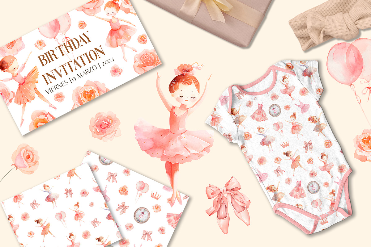 Watercolor Ballerinas Clipart Set, a Decorative Illustration by AlineArtStore (Photo 2 of 11)