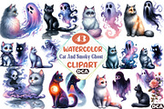 Halloween Cat And Smoky Ghost Clipar, an Illustration by DreamCafeArt (Thumbnail 1 of 7)