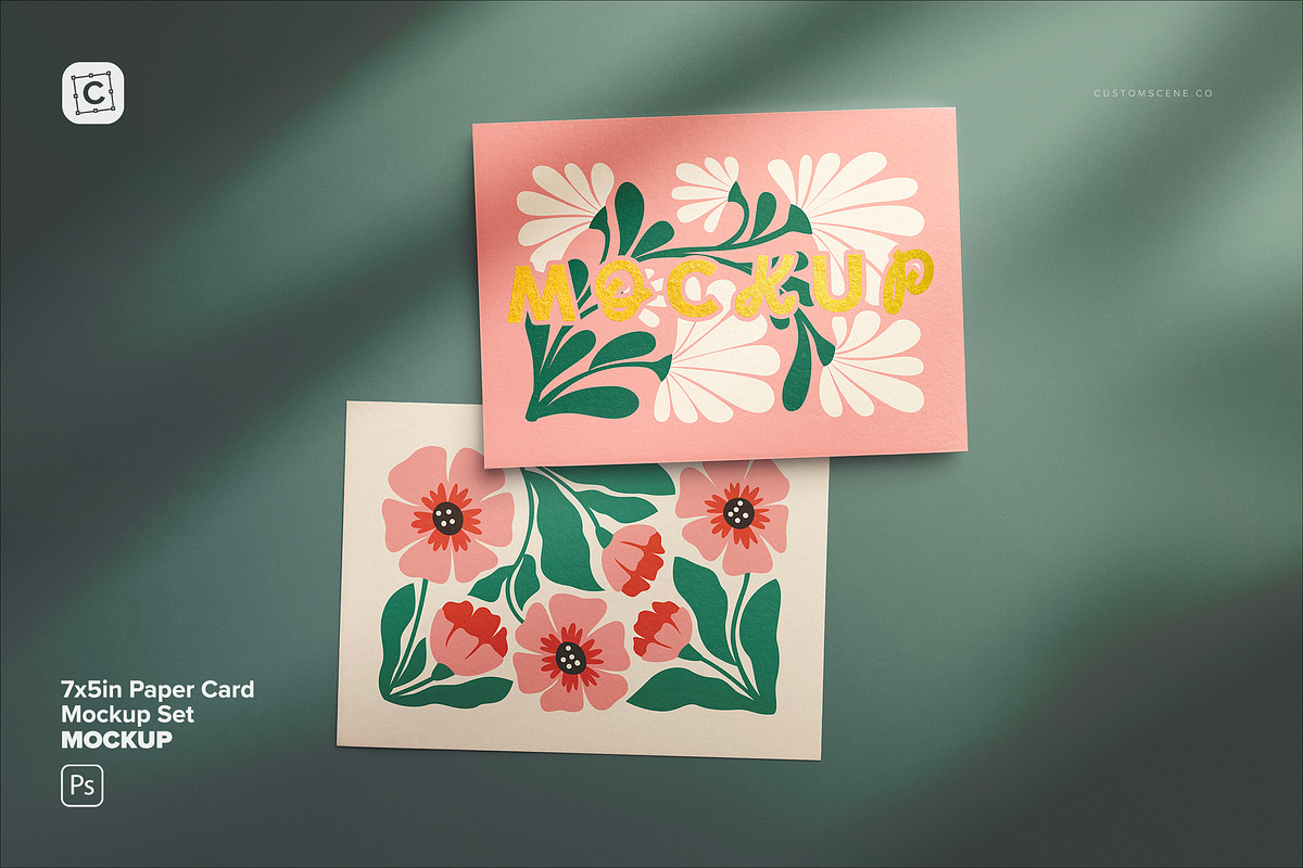 7x5in Paper Card Mockup Set, a Mockup by Custom Scene (Photo 1 of 10)