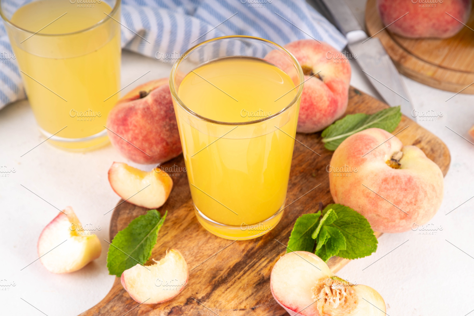 Flat chinese donuts fig peach juice, a Food & Drink Photo by Rimma