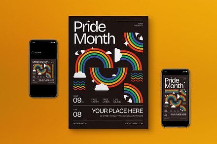 Geometric Pride Month Flyer Se, a Flyer Template by graphicook