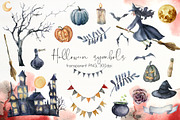 Watercolor Halloween night clipart, a Decorative Illustration by Yuliya Derbisheva (Thumbnail 4 of 11)