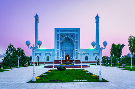The Minor Mosque covered with white marble in the center of Tash, an Architecture Photo by Eugene_Photo