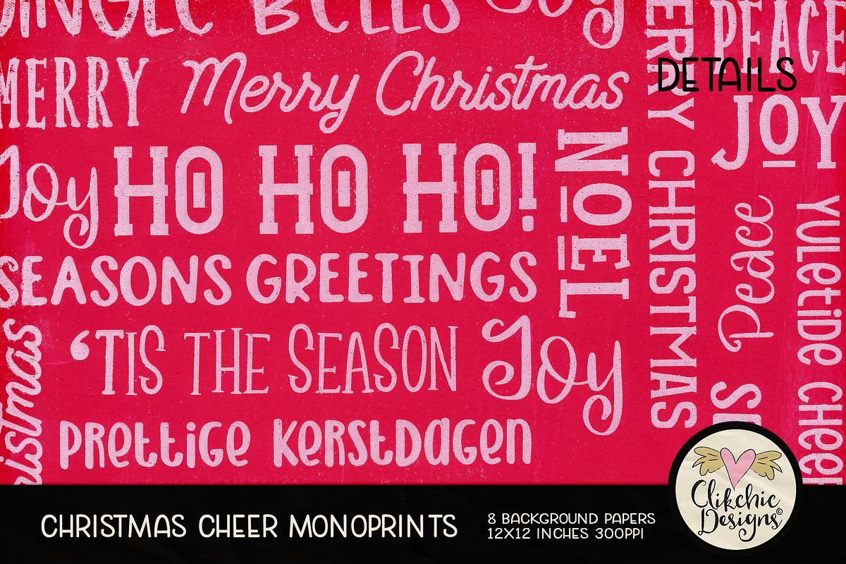 Christmas Cheer Monoprint Background, a Texture Graphic by Clikchic Designs (Photo 3 of 5)