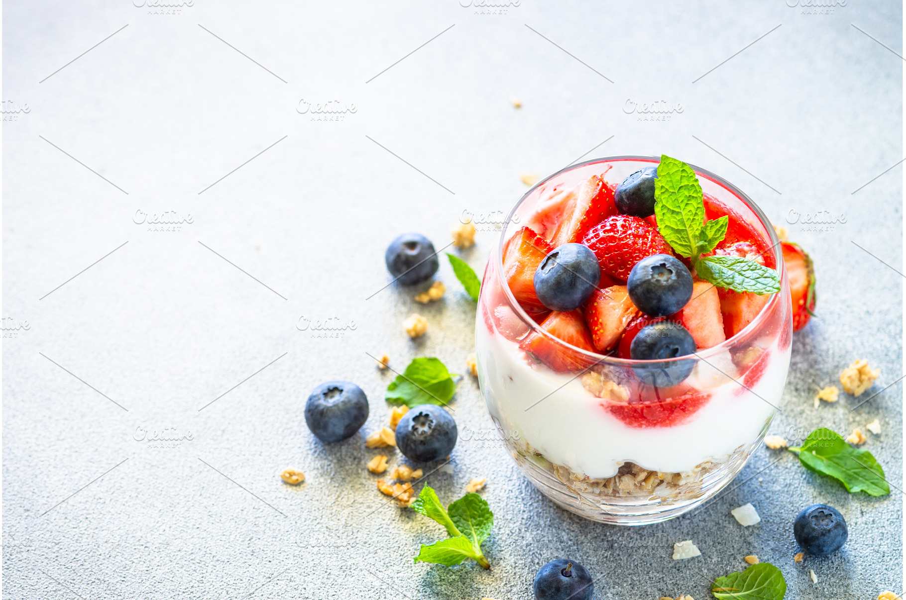Parfait with cream or yogurt, jam, a Food & Drink Photo by Nadia-nb