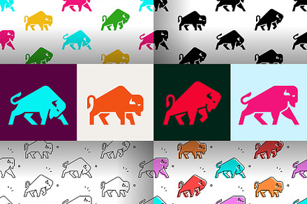 Bison Logo + pattern, an Icon by NataliiaVolyk