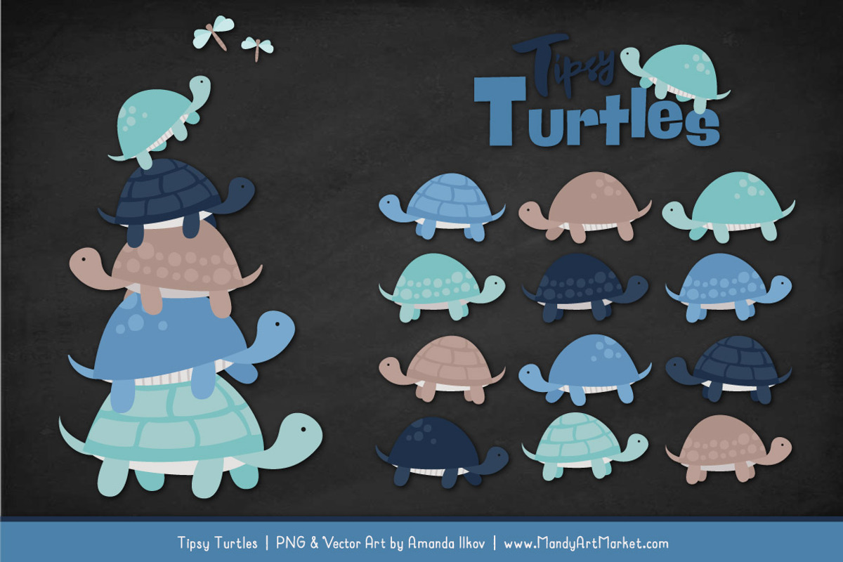 Oceana Turtle Stack Clipart, an Illustration by Amanda Ilkov (Photo 2 of 4)