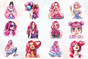 Glitter Pink Girl Sublimation Clipar, an Illustration by RobertsArt (Thumbnail 2 of 7)