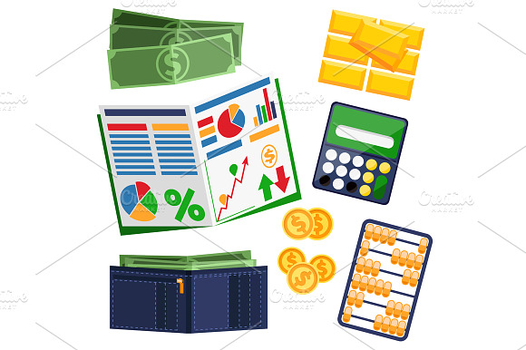 Dollar bills, calculator, leather preview 2