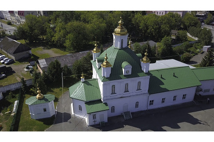 Top view of church with green roof, a Holiday Photo by Media Whale Stock