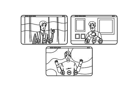 chat webinar video conference man, a Person Illustration by pikepicture