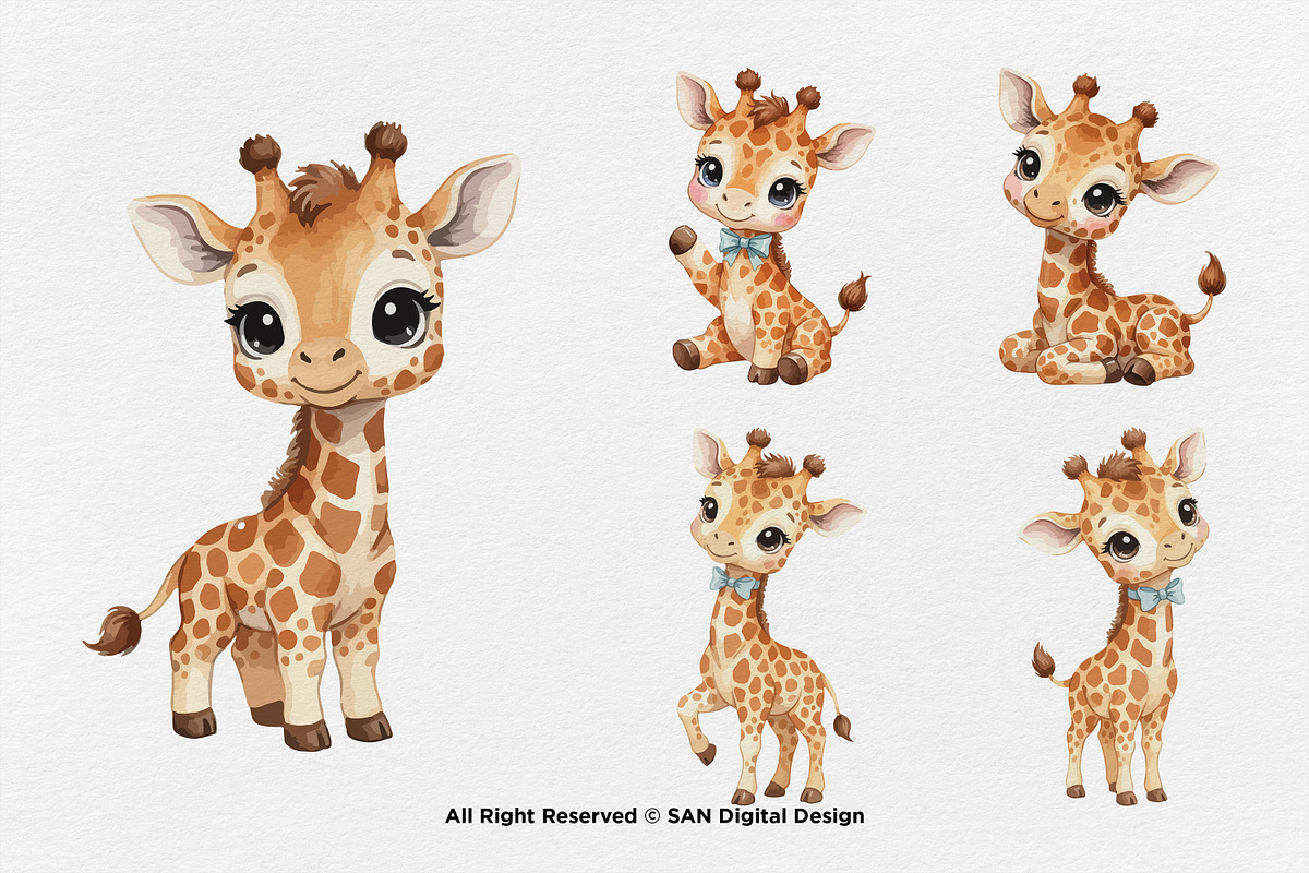 15 Bundle Watercolor Cute Giraffe, an Animal Illustration by Morspective (Photo 7 of 8)