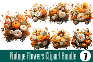 Vintage Flowers Clipart Bundle, an Illustration by Wow Magic