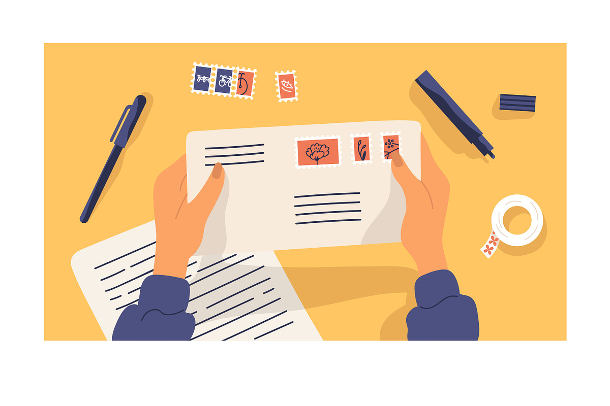 Sending letter composition and stamp, a Decorative Illustration by Good Studio (Photo 2 of 3)