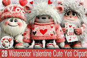 Watercolor Valentine Cute Yeti Clipa, an Illustration by SVGArt (Thumbnail 1 of 7)
