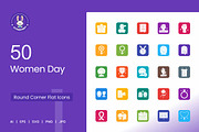 50 Women Day Round Corner Flat Icons, an Icon by IconBunny (Thumbnail 1 of 2)