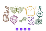 Halloween Hand Drawn Folk Art Set, a Seasonal Illustration by designvectx (Thumbnail 4 of 10)