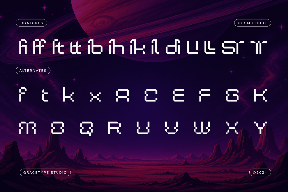 Cosmo Core | Pixelated Font, a Sans Serif Font by gracetype_studio (Photo 12 of 12)