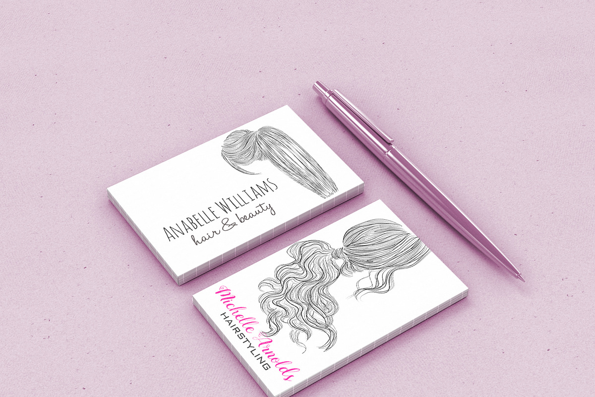 Ponytails line art hair styles set, a Person Illustration by esylvia (Photo 3 of 3)