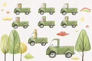 Animals in the car, an Illustration by Love Watercolor Store (Thumbnail 7 of 15)
