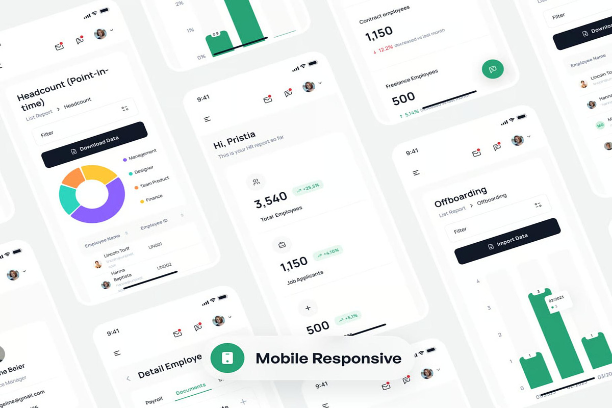 Humanline HR Management Dashboard UI, an UI Kit Template by Creative Perspective (Photo 5 of 7)