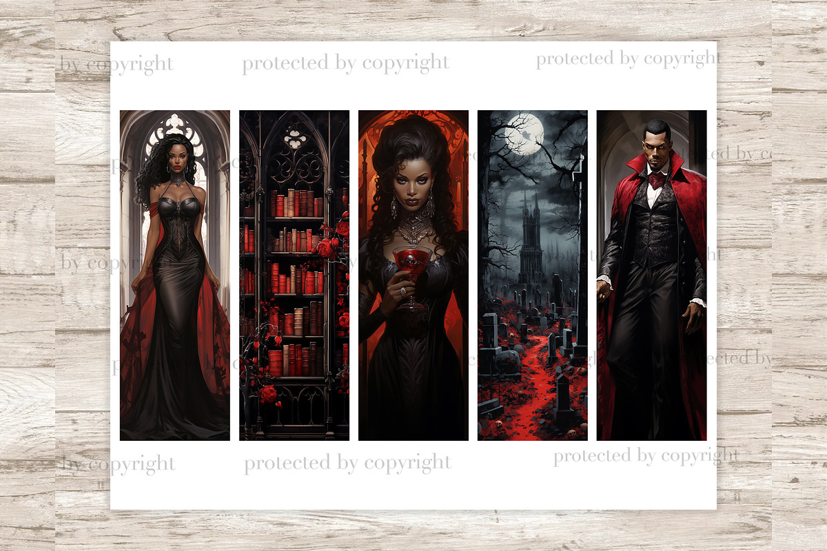 Black Skin Vampire Bookmarks, a Person Illustration by GlamArtZhanna (Photo 3 of 3)