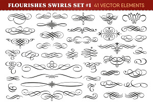 Flourishes Swirls Vector Set 1