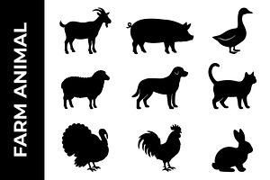 Farm Animal Silhouette Bundle