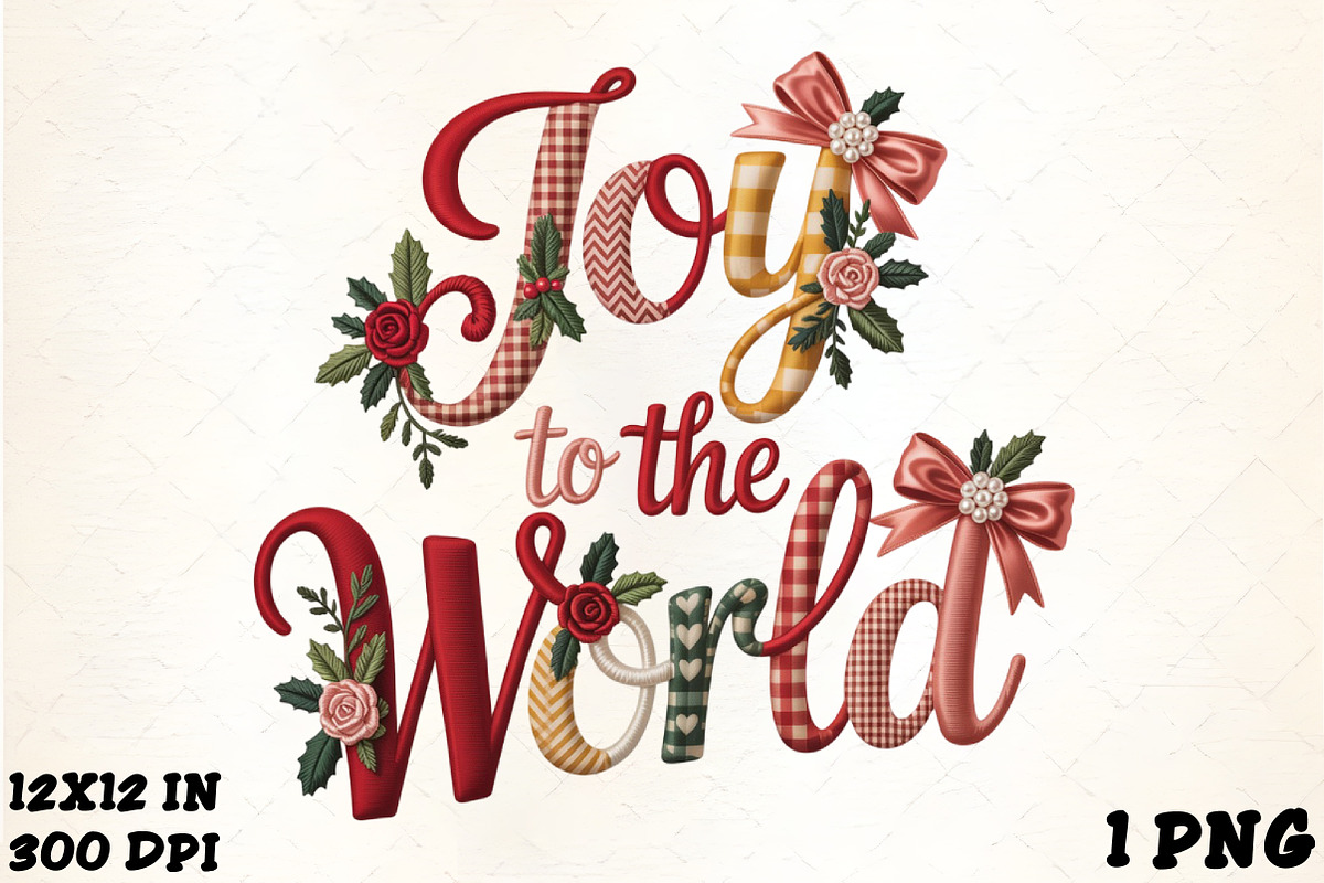Embroidery Christmas Joy to the PNG, an Illustration by CrexoraLab (Photo 1 of 6)