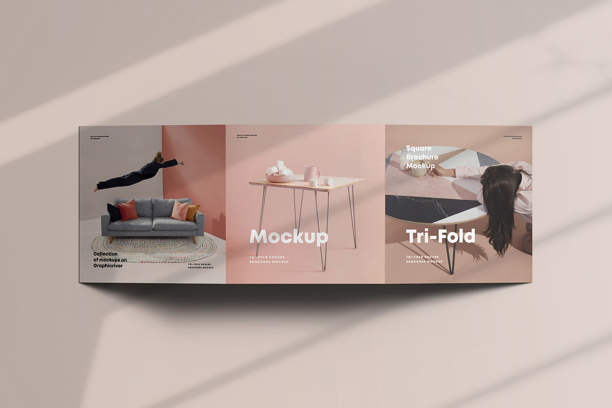 Tri-Fold Square Brochure Mock-up, an Advertising Mockup by Yogurt86 (Photo 9 of 16)